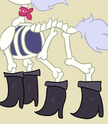 Size: 1448x1668 | Tagged: safe, artist:paskanaakka, derpibooru exclusive, skellinore, skeleton pony, g4, the break up breakdown, bone, boots, butt, clothes, dungeons and dragons, female, lewd, mare, no exceptions, ogres and oubliettes, plot, shoes, skeleton, solo