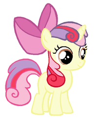 Size: 454x564 | Tagged: safe, artist:3d4d, apple bloom, sweetie belle, g4, base used, blank flank, fusion, simple background, white background