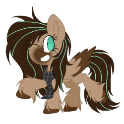 Size: 400x400 | Tagged: safe, artist:mintoria, oc, oc only, oc:mint, pegasus, pony, female, mare, one eye closed, simple background, solo, transparent background, wink