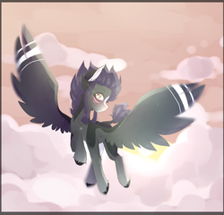 Size: 3957x3804 | Tagged: safe, artist:erinartista, oc, oc only, oc:kama, pegasus, pony, cloud, female, flying, high res, mare, solo