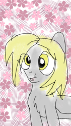 Size: 720x1280 | Tagged: safe, artist:deathnotebrony, derpibooru exclusive, derpy hooves, pony, g4, :p, cherry blossoms, derp, digital art, faic, female, flower, flower blossom, silly, solo, tongue out