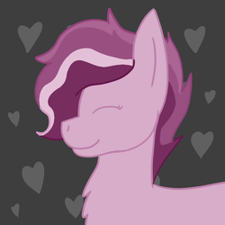 Size: 800x800 | Tagged: safe, artist:kaged-wolf, artist:synchr0wolf, oc, oc only, oc:lavish loyalty, earth pony, pony, abstract background, chest fluff, female, happy, heart, mare, solo