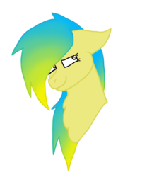Size: 500x600 | Tagged: safe, artist:kaged-wolf, artist:synchr0wolf, oc, oc only, oc:synchronize, pegasus, pony, bust, chest fluff, female, floppy ears, gradient mane, looking away, mare, simple background, solo, transparent background