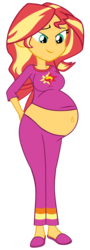 Size: 1253x3470 | Tagged: safe, artist:myfavoritepreggopics, artist:pacificside18, sunset shimmer, equestria girls, g4, belly, big belly, clothes, cutie mark on clothes, female, looking down, pajamas, pregnant, simple background, slippers, solo, sunset preggers, transparent background, vector