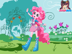 Size: 793x599 | Tagged: safe, artist:user15432, pinkie pie, equestria girls, g4, my little pony equestria girls, boots, bracelet, clothes, dress up, dressup, hasbro, hasbro studios, jewelry, ponied up, pony ears, shoes, solo, starsue, wondercolts