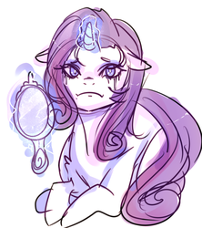 Size: 1771x1995 | Tagged: safe, artist:co11on-art, rarity, pony, unicorn, g4, crying, female, makeup, mirror, running makeup, sad, solo