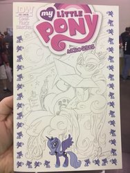 Size: 1536x2048 | Tagged: safe, artist:andypriceart, idw, princess luna, alicorn, pony, g4, micro-series #10, my little pony micro-series, female, mare, monochrome, s1 luna, sun bathing, sunglasses, traditional art