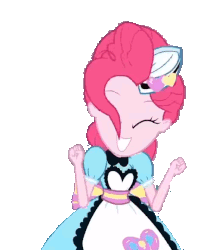 Size: 509x581 | Tagged: safe, edit, edited screencap, editor:damaged, screencap, pinkie pie, coinky-dink world, eqg summertime shorts, equestria girls, g4, animated, apron, background removed, big smile, clothes, cute, dancing, diapinkes, excited, eyes closed, female, gif, hat, loop, ponk, server pinkie pie, simple background, smiling, solo, transparent background, waitress
