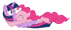 Size: 16200x7000 | Tagged: safe, artist:tardifice, pinkie pie, twilight sparkle, alicorn, earth pony, pony, fame and misfortune, g4, absurd resolution, female, mare, simple background, tackle, transparent background, twilight sparkle (alicorn)