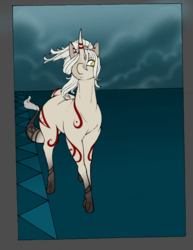 Size: 1577x2048 | Tagged: safe, artist:pantheracantus, oc, oc only, pony, unicorn, body markings, cloud, pattern