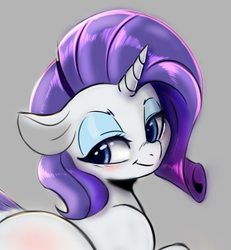 Size: 427x462 | Tagged: safe, artist:tre, rarity, pony, unicorn, g4, female, gray background, looking at you, mare, simple background, solo