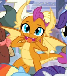 Size: 221x251 | Tagged: safe, screencap, november rain, rainbow dash, rarity, smolder, yona, dragon, pony, yak, g4, school daze, class clown, claws, cropped, cute, dragoness, faic, female, flying, friendship student, horns, looking at you, making faces, open mouth, silly, silly dragon, slit pupils, smiling, smolderbetes, solo focus, spread wings, teenaged dragon, teenager, tongue out, wings