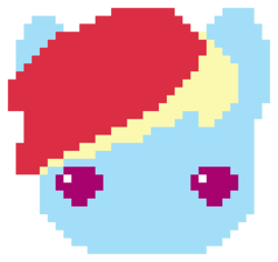 Size: 350x330 | Tagged: safe, artist:ponyfan6849, rainbow dash, pony, g4, bust, female, funko pop!, head only, pixel art, simple background, solo, transparent background
