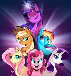 Size: 3824x4064 | Tagged: safe, artist:ask-colorsound, applejack, fluttershy, pinkie pie, rainbow dash, rarity, twilight sparkle, ambiguous race, earth pony, pegasus, pony, unicorn, g4, female, mane six, smiling