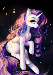 Size: 1264x1800 | Tagged: safe, artist:utauyan, rarity, pony, unicorn, g4, beautiful, black background, cute, ear fluff, female, looking at you, mare, raribetes, simple background, solo