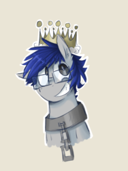 Size: 768x1024 | Tagged: safe, artist:mad-maker-cat, oc, oc only, oc:mad maker, pony, chains, crown, female, glasses, jewelry, mare, regalia, solo