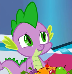 Size: 528x540 | Tagged: safe, screencap, spike, dragon, g4, horse play, cropped, male, smiling, solo