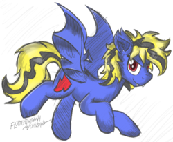 Size: 1264x1041 | Tagged: safe, artist:flutterthrash, oc, oc only, oc:thunder lightning, bat pony, pony, solo