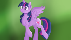 Size: 2560x1440 | Tagged: safe, artist:jbond, twilight sparkle, alicorn, pony, g4, female, mare, raised hoof, simple background, solo, spread wings, twilight sparkle (alicorn), wings