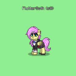 Size: 494x494 | Tagged: safe, fluttershy, pegasus, pony, pony town, fake it 'til you make it, g4, bedroom eyes, clothes, dress, female, fluttergoth, jewelry, necklace, solo