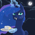 Size: 995x994 | Tagged: safe, artist:arareroll, edit, princess luna, alicorn, pony, g4, cake, cheese, cheesecake, cloud, cropped, eating, edible heavenly object, female, food, glowing horn, horn, magic, mare, moon, moon pie, night, solo, tangible heavenly object, telekinesis