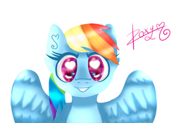 Size: 5000x3500 | Tagged: safe, artist:sweethearts11, rainbow dash, pony, g4, bust, female, heart eyes, portrait, simple background, solo, white background, wingding eyes