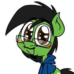 Size: 650x650 | Tagged: safe, artist:alittleofsomething, oc, oc only, oc:cactus needles, pony, beard, clothes, facial hair, glasses, looking at you, mole, moustache, solo, sweater