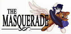 Size: 1245x600 | Tagged: safe, artist:manifest harmony, oc, oc:fleeting flame, oc:perique blend, bat pony, pegasus, pony, fanfic:clocktower society, bat pony oc, cloak, clothes, fanfic, fanfic art, fanfic cover, femboy, heart, heart eyes, heart nostrils, male, one wing out, trap, wingding eyes