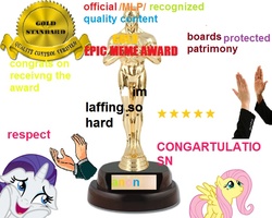 Size: 720x576 | Tagged: safe, fluttershy, rarity, g4, /mlp/, 1000 hours in ms paint, award, clapping, high five, oscar, shitposting