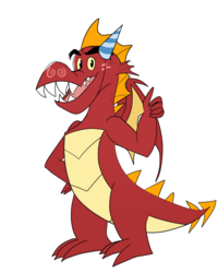 Size: 1024x1280 | Tagged: safe, artist:klondike, garble, dragon, g4, hat, party hat, teenaged dragon, thumbs up