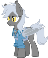Size: 2447x2974 | Tagged: safe, artist:duskthebatpack, oc, oc only, oc:vanilla ice, bat pony, pony, apron, clothes, high res, jewelry, male, necklace, simple background, solo, stallion, transparent background, vector