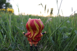 Size: 6000x4000 | Tagged: safe, artist:artofmagicpoland, sunset shimmer, equestria girls, g4, doll, equestria girls minis, eqventures of the minis, evening, female, grass, irl, micro, photo, pun, solo, sunset, sunshine shimmer, toy