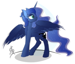 Size: 1600x1361 | Tagged: safe, artist:aleriastarlight, princess luna, alicorn, pony, g4, cutie mark background, digital art, female, mare, sad, signature, simple background, solo, transparent background, vector