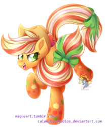Size: 750x906 | Tagged: safe, artist:calamity-studios, part of a set, applejack, earth pony, pony, g4, applejack's hat, cowboy hat, female, freckles, hat, mare, open mouth, rainbow power, simple background, solo, stetson, transparent background