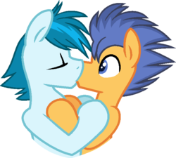Size: 646x582 | Tagged: safe, artist:traveleraoi, flash sentry, thunderbass, earth pony, pegasus, pony, g4, base used, couple, equestria girls ponified, gay, kissing, love, male, ponified, shipping, simple background, stallion, thunderflash, transparent background