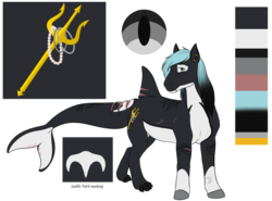 Size: 1600x1187 | Tagged: safe, artist:blackblood-queen, oc, oc only, oc:mako, earth pony, hybrid, orca pony, original species, pony, ear piercing, looking at you, male, piercing, reference sheet, scar, simple background, solo, stallion, transparent background