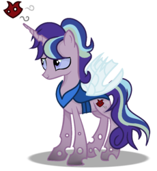 Size: 902x980 | Tagged: safe, artist:lilacglimmx, oc, oc only, oc:poisoned heart, hybrid, base used, interspecies offspring, male, offspring, parent:queen chrysalis, parent:shining armor, parents:shining chrysalis, simple background, solo, transparent background