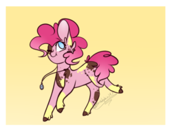 Size: 561x431 | Tagged: safe, artist:pinkdolphin147, pinkie pie, earth pony, pony, g4, alternate design, female, one eye closed, solo, wink