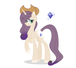 Size: 3308x2988 | Tagged: safe, artist:lilacglimmx, oc, oc only, oc:diamond dress, pony, unicorn, base used, female, hat, high res, magical lesbian spawn, mare, offspring, parent:applejack, parent:rarity, parents:rarijack, simple background, solo, transparent background