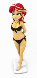 Size: 600x1250 | Tagged: safe, artist:stevelynx, sunset shimmer, equestria girls, g4, 3d, animated, bikini, blender, clothes, feedback requested, female, lidded eyes, no sound, swimsuit, turnaround, webm