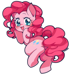 Size: 500x500 | Tagged: safe, artist:zakro, pinkie pie, earth pony, pony, g4, blushing, cute, diapinkes, female, looking at you, looking back, looking back at you, mare, open mouth, simple background, solo, white background
