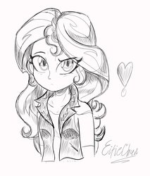 Size: 2300x2700 | Tagged: safe, artist:katakiuchi4u, sunset shimmer, equestria girls, g4, clothes, female, high res, leather vest, looking at you, shirt, solo, vest
