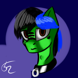 Size: 1000x1000 | Tagged: safe, artist:endelthepegasus, oc, oc only, oc:endel frostlion, pony, collar, headset, male, simple background, solo