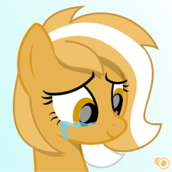 Size: 3208x3208 | Tagged: safe, artist:potato22, oc, oc only, oc:mareota, earth pony, pony, bust, crying, female, high res, looking down, mare, simple background, smiling, solo, tears of joy