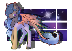 Size: 1024x724 | Tagged: safe, artist:wasatgemini, oc, oc only, draconequus, concave belly, draconequus oc, ethereal mane, male, simple background, slender, solo, starry mane, thin, transparent background, watermark