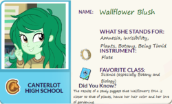 Size: 492x298 | Tagged: safe, artist:horsesplease, wallflower blush, equestria girls, g4, 1000 hours in ms paint, eqg profiles, exploitable meme, female, meme, solo, wallflower and plants, wallflower is a plant