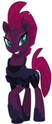 Size: 3663x8705 | Tagged: safe, artist:ejlightning007arts, vector edit, fizzlepop berrytwist, tempest shadow, pony, unicorn, g4, my little pony: the movie, armor, broken horn, eyeshadow, female, hoof shoes, horn, makeup, mare, simple background, solo, transparent background, updated, vector