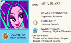 Size: 493x297 | Tagged: safe, artist:horsesplease, aria blaze, equestria girls, g4, eqg profiles, exploitable meme, meme, smiling