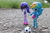 Size: 6000x4000 | Tagged: safe, artist:artofmagicpoland, rainbow dash, sci-twi, twilight sparkle, equestria girls, g4, my little pony equestria girls: better together, ball, clothes, doll, equestria girls minis, female, football, irl, photo, sports, swimsuit, toy, wondercolts uniform