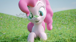 Size: 1024x576 | Tagged: safe, artist:dashyoshi, pinkie pie, earth pony, pony, g4, 3d, clover, female, four leaf clover, mare, prone, solo